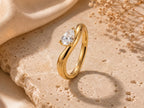 Wave Pear Lab-Grown Diamond Ring – 3.4mm in solid gold, view 4