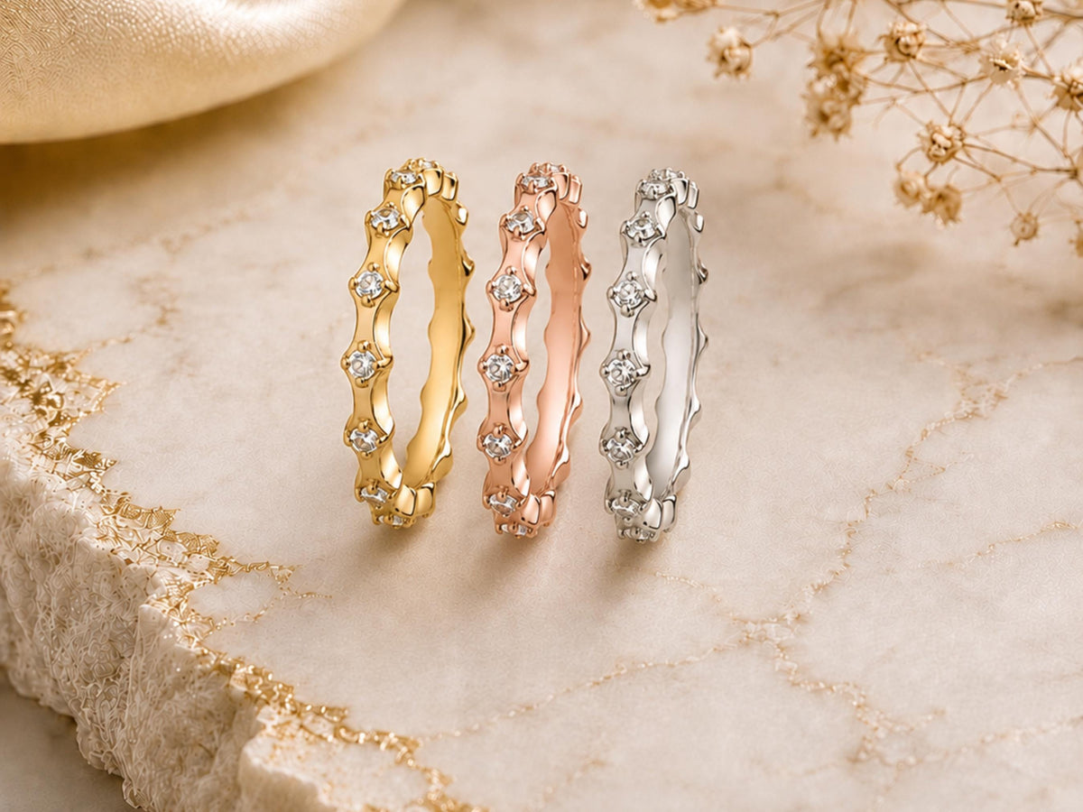 Scalloped Crown Stacking Ring – 2.8mm in solid gold, view 7