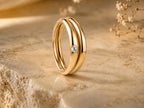 Nesting Dome Ring Set with Bezel Stone in solid gold, view 4