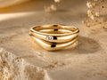 Nesting Dome Ring Set with Bezel Stone in solid gold