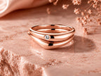 Nesting Dome Ring Set with Bezel Stone in solid gold, view 2