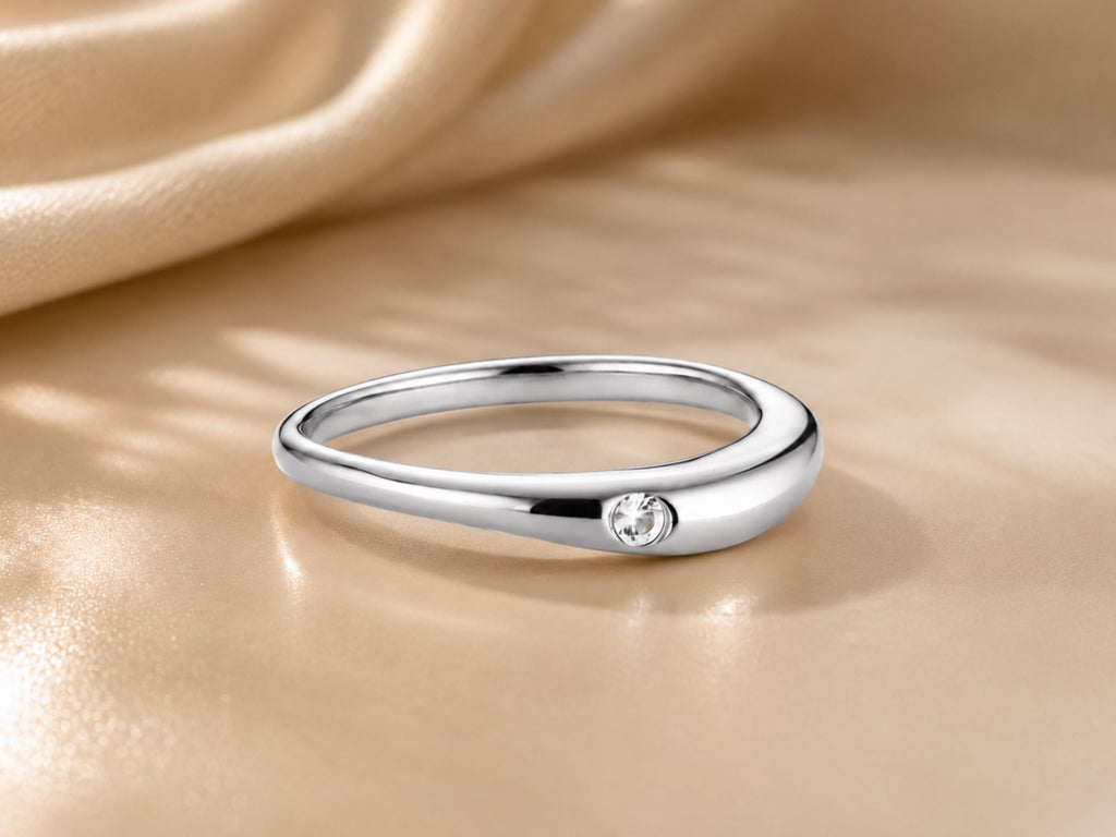 Nesting Dome Ring Set with Bezel Stone in solid gold, view 10