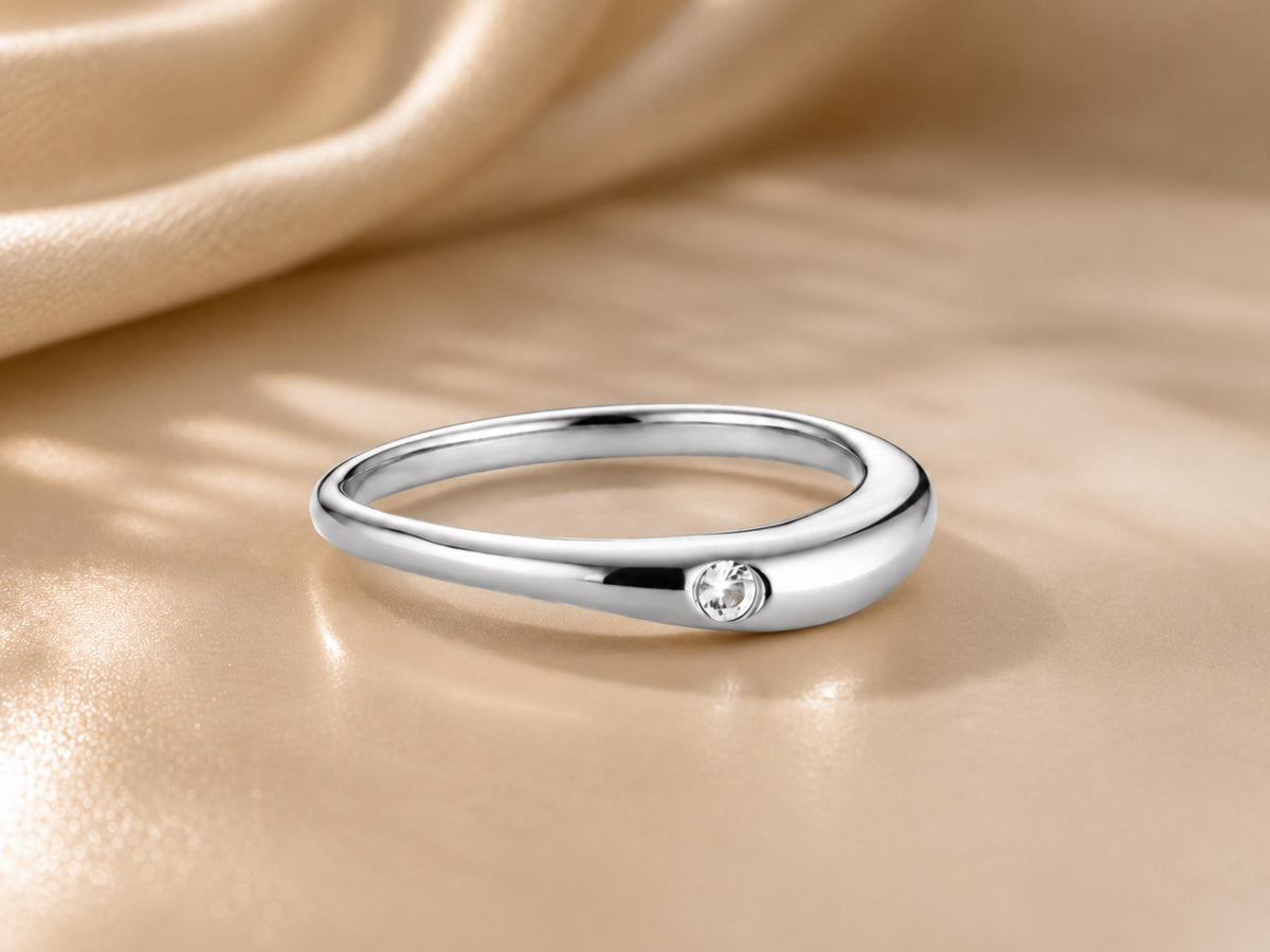 Nesting Dome Ring Set with Bezel Stone in solid gold, view 10
