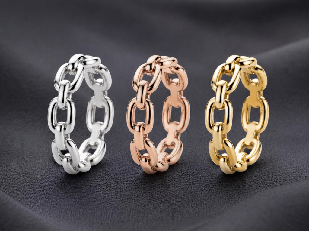 Chunky Chain Link Ring – 6.5mm in solid gold, view 10