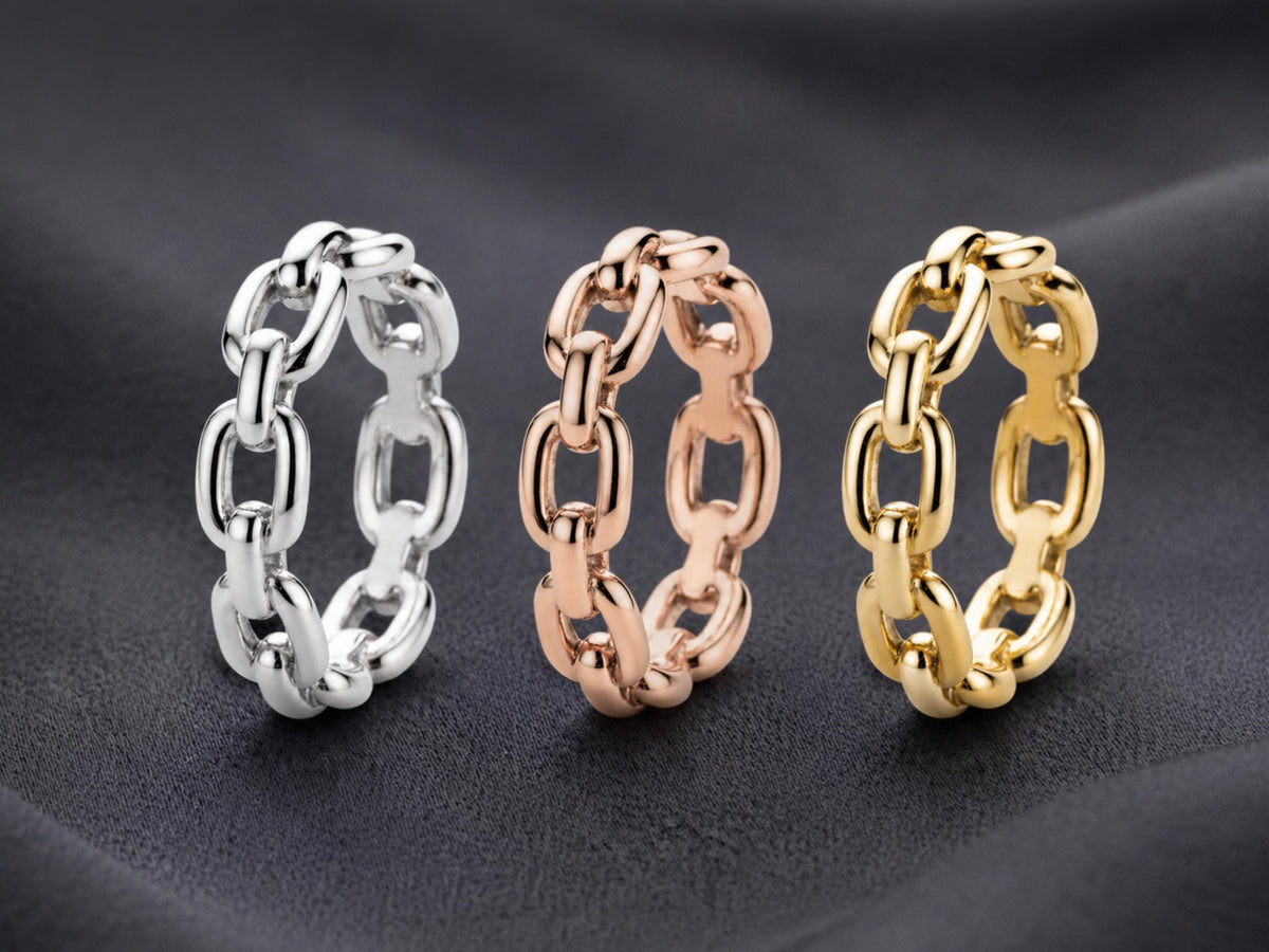 Chunky Chain Link Ring – 6.5mm in solid gold, view 10