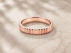 Ribbed Gold Stacking Band – 3mm in solid gold, view 3