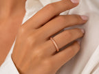 Ribbed Gold Stacking Band – 3mm in solid gold, view 4