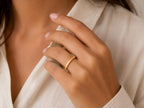 Ribbed Gold Stacking Band – 3mm in solid gold, view 7