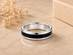 Black Enamel Inlay Band – 6mm Unisex in solid gold, view 3
