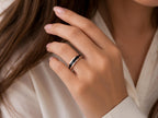 Black Enamel Inlay Band – 6mm Unisex in solid gold, view 7