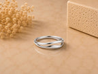 Double Wave Crossover Ring – 5mm in solid gold, view 3
