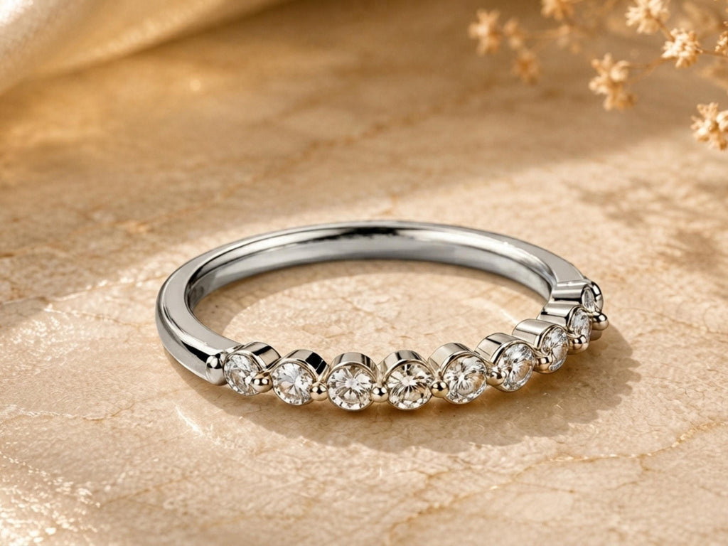 Lab-Grown White Sapphire Half Eternity Ring – 2.5mm in solid gold, view 3