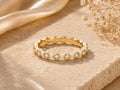 White Enamel Scalloped Stacking Ring – 3.3mm in solid gold