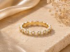 White Enamel Scalloped Stacking Ring – 3.3mm in solid gold