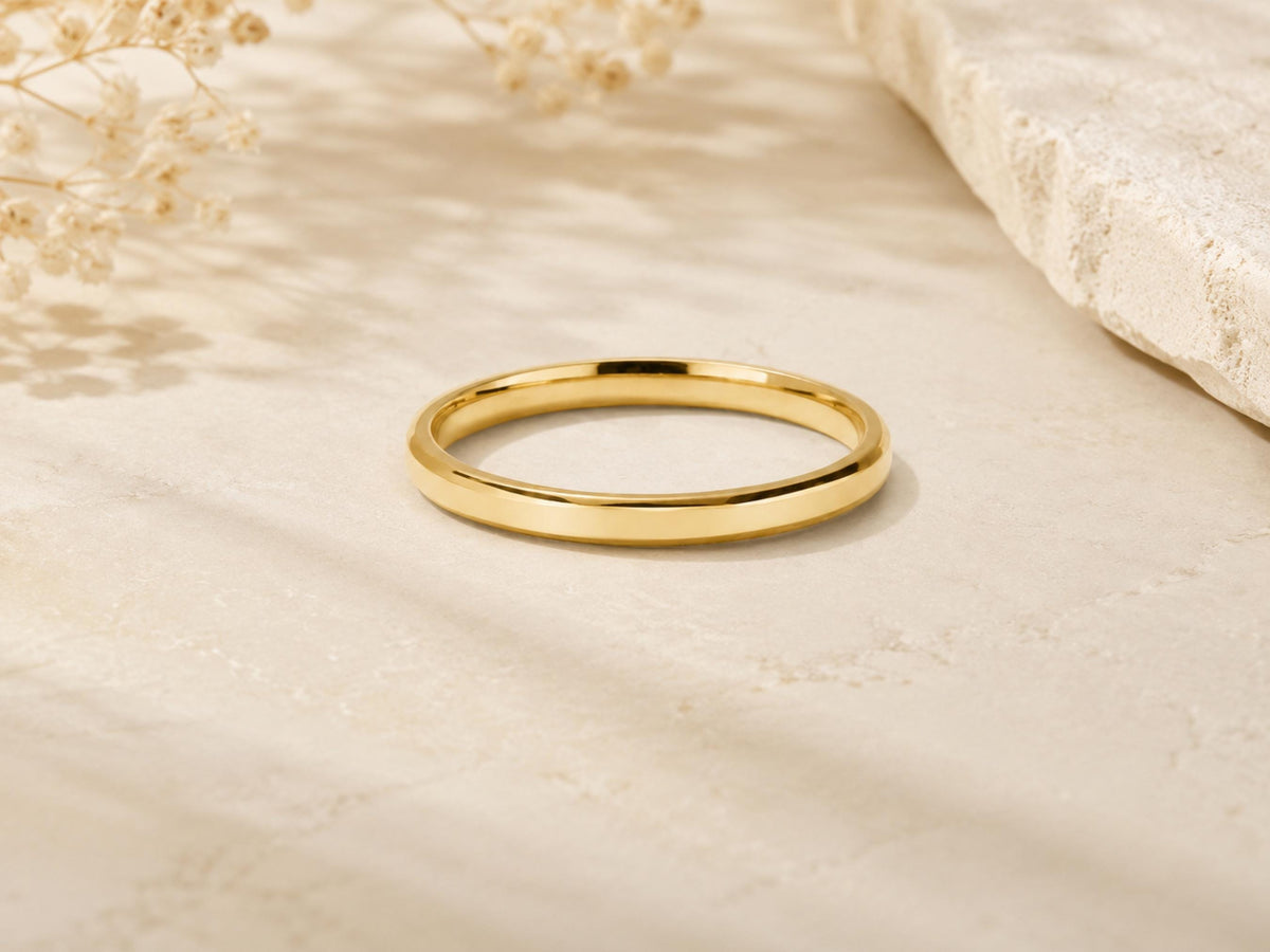2mm Smooth Gold Band – Minimalist Wedding Ring in solid gold