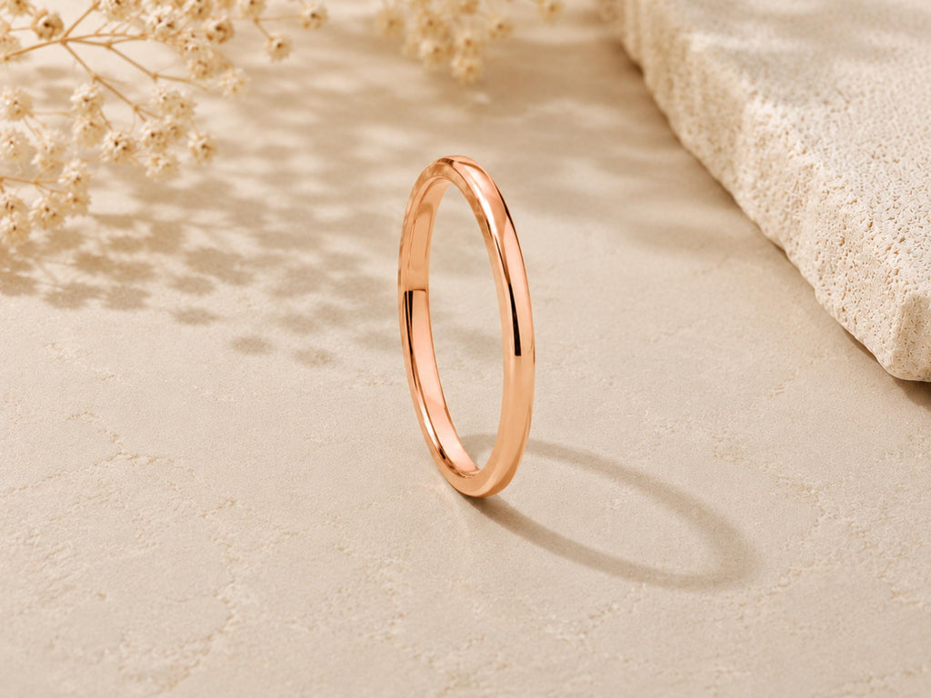 2mm Smooth Gold Band – Minimalist Wedding Ring in solid gold, view 5