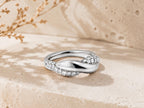 Pavé Lab-Grown Sapphire Knot Ring – 6.5mm in solid gold, view 2