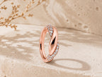 Pavé Lab-Grown Sapphire Knot Ring – 6.5mm in solid gold, view 5