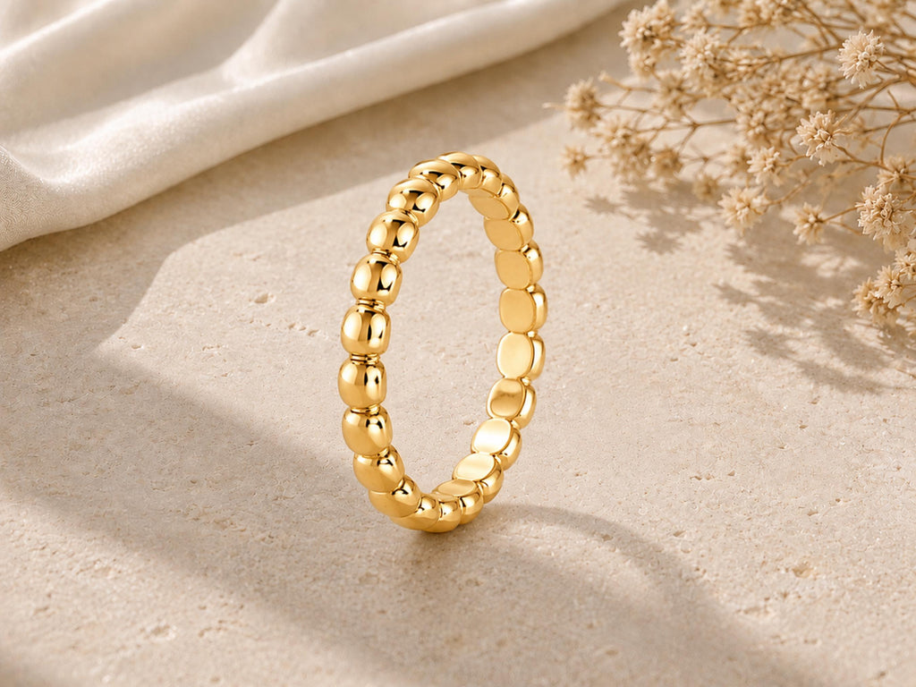 Gold Bead Ring – 3mm in solid gold, view 5