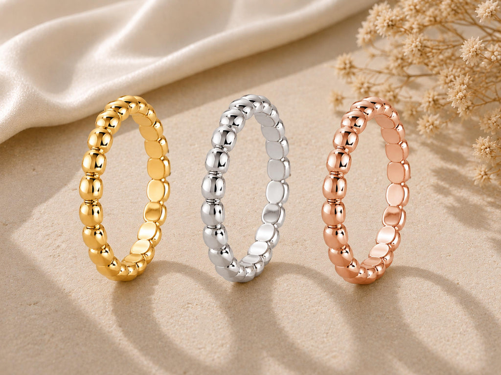 Gold Bead Ring – 3mm in solid gold, view 7