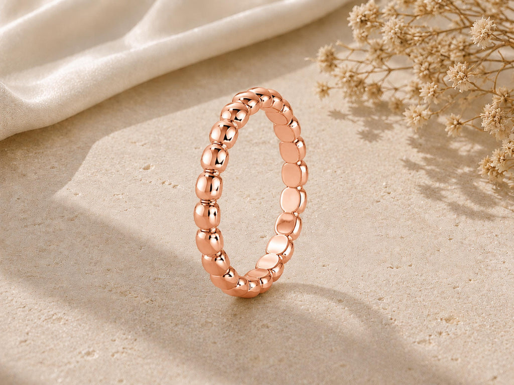 Gold Bead Ring – 3mm in solid gold, view 4