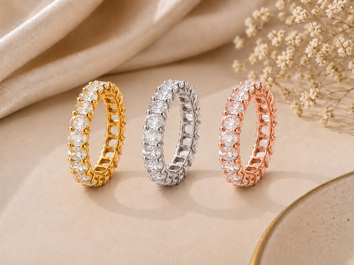 Oval Lab-Grown Diamond Eternity Ring – 2.5mm in solid gold, view 7