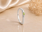 Green Stone Bar Ring – 1.5mm in solid gold, view 6