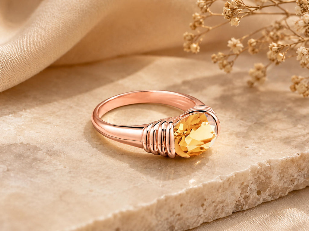 Yellow Stone Cocktail Ring – 8mm in solid gold, view 3