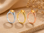 Yellow Stone Cocktail Ring – 8mm in solid gold, view 7