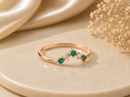 Emerald and Lab-Grown Diamond Wishbone Ring – 1mm in solid gold, view 2