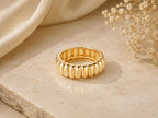 Chunky Fluted Ring – 6.35mm Wide Band in solid gold