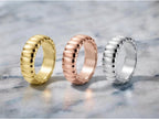 Fluted Bold Gold Ring – 9.35mm Wide Band in solid gold, view 7