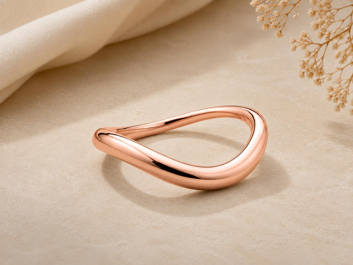 Sculpted Wave Ring – 3mm in solid gold, view 2