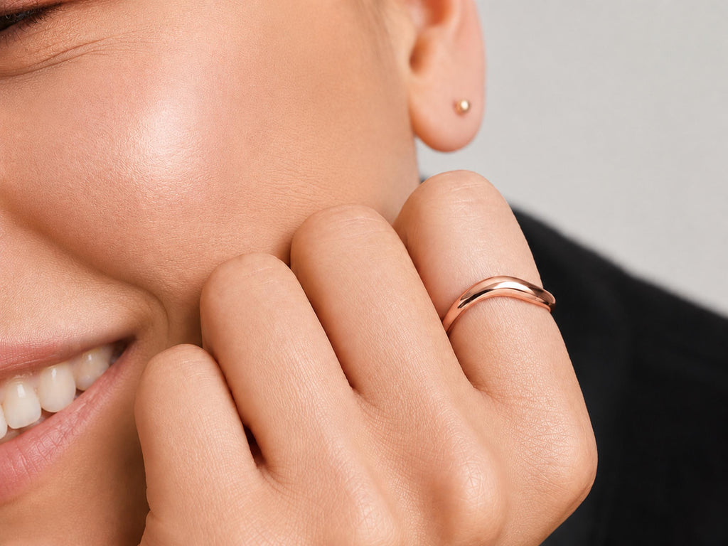 Sculpted Wave Ring – 3mm in solid gold, view 5