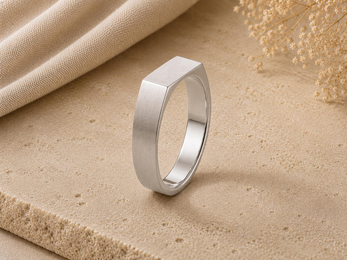 Slim Rectangular Signet Ring – 6mm Top in solid gold, view 5