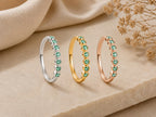 Bezel Emerald Half Eternity Band – 2.5mm in solid gold, view 7