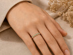 Bezel Emerald Half Eternity Band – 2.5mm in solid gold, view 10