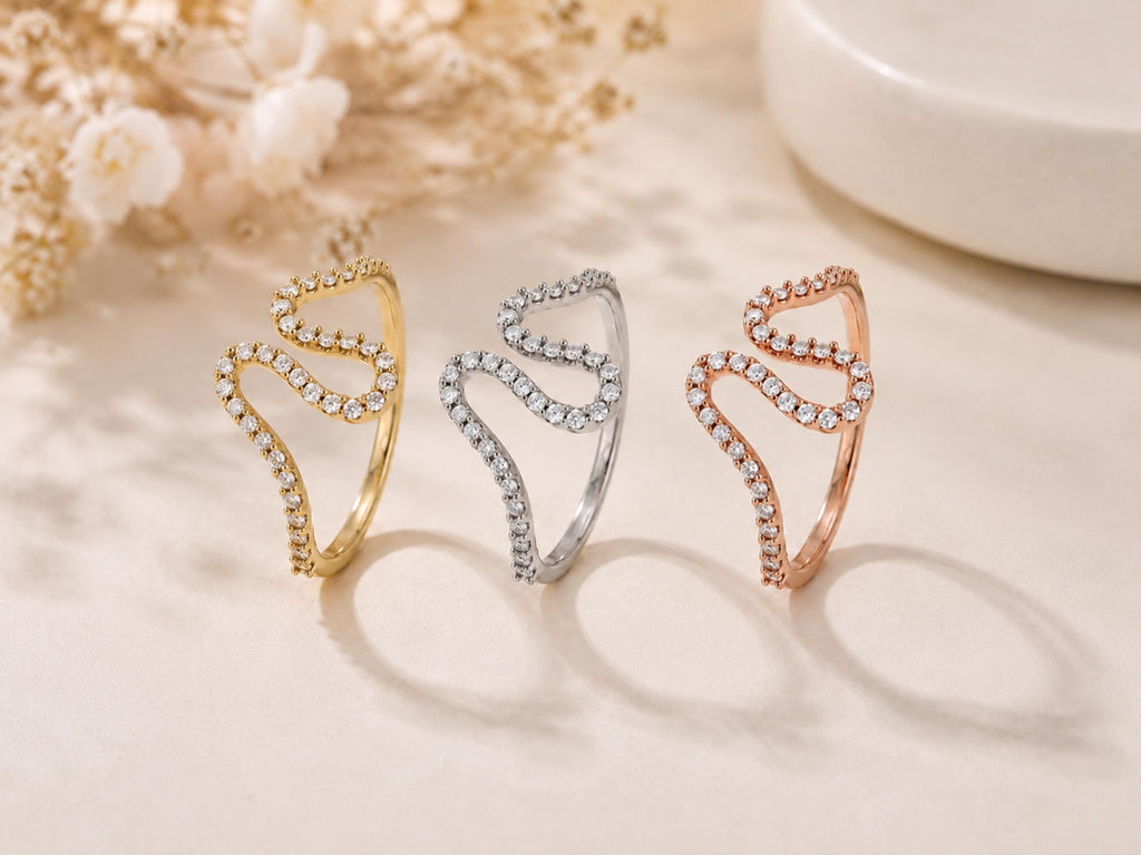 Pavé Lab-Grown Diamond Swirl Ring – 9.3mm in solid gold, view 7