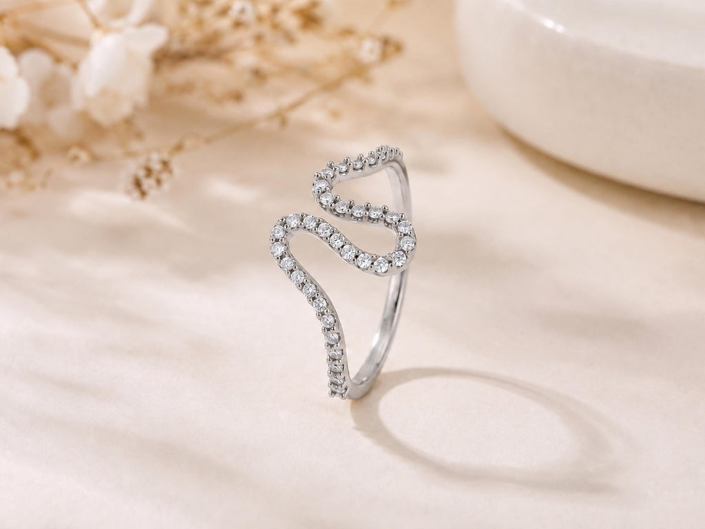 Pavé Lab-Grown Diamond Swirl Ring – 9.3mm in solid gold, view 6
