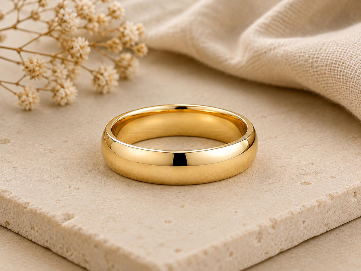 4mm Curved Wedding Band – Nesting Contour Ring in solid gold