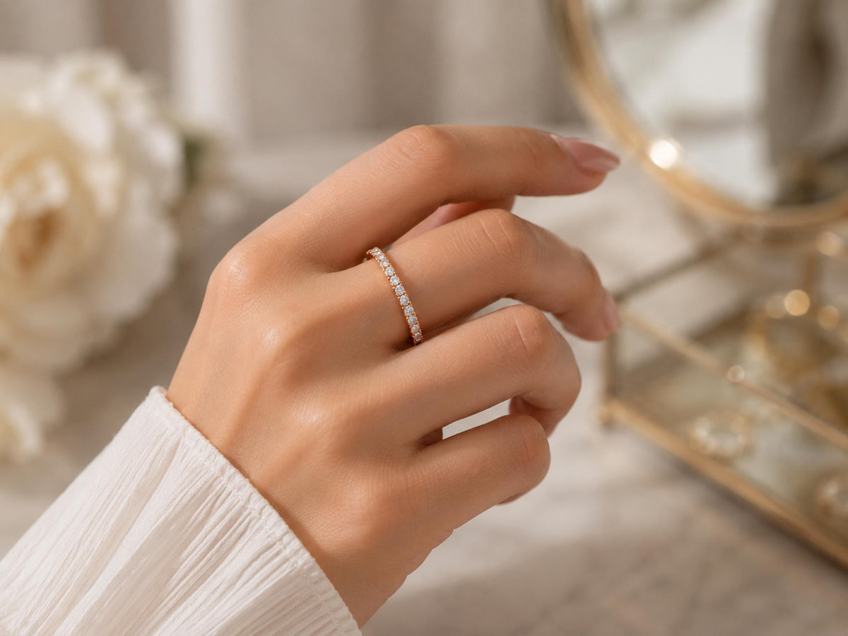Bold Lab-Grown Diamond Eternity Band – 4mm Wedding Ring in solid gold, view 6