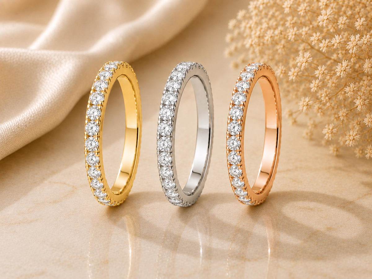 Bold Lab-Grown Diamond Eternity Band – 4mm Wedding Ring in solid gold, view 2