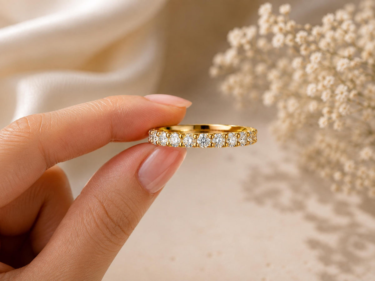 Bold Lab-Grown Diamond Eternity Band – 4mm Wedding Ring in solid gold, view 9