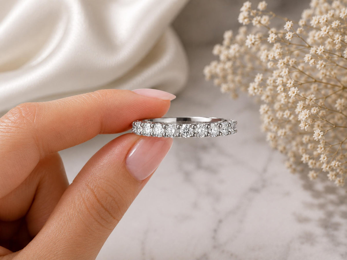 Bold Lab-Grown Diamond Eternity Band – 4mm Wedding Ring in solid gold, view 10