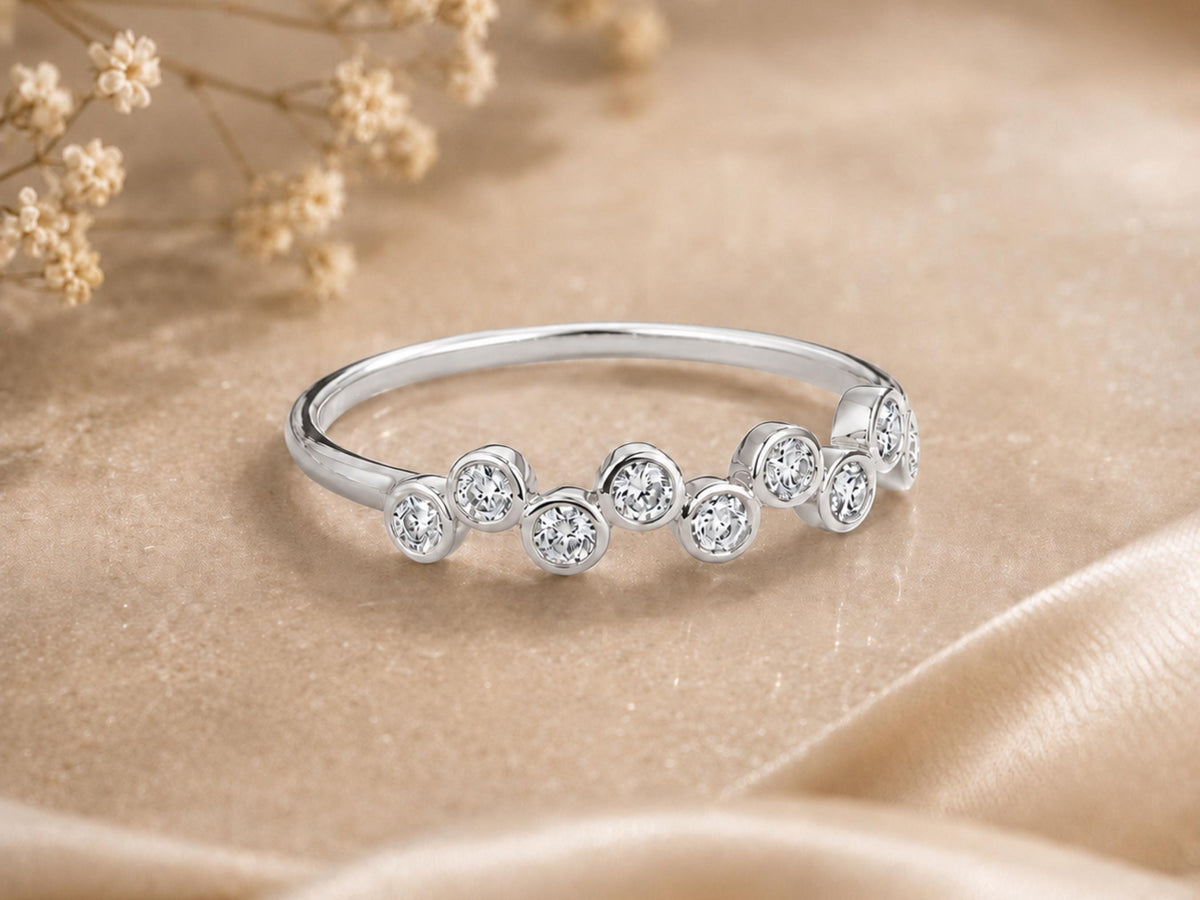 Scattered Bezel Lab-Grown Diamond Ring in solid gold, view 2