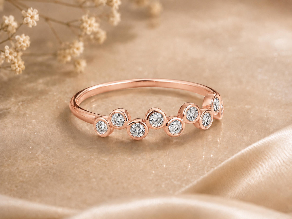 Scattered Bezel Lab-Grown Diamond Ring in solid gold, view 3
