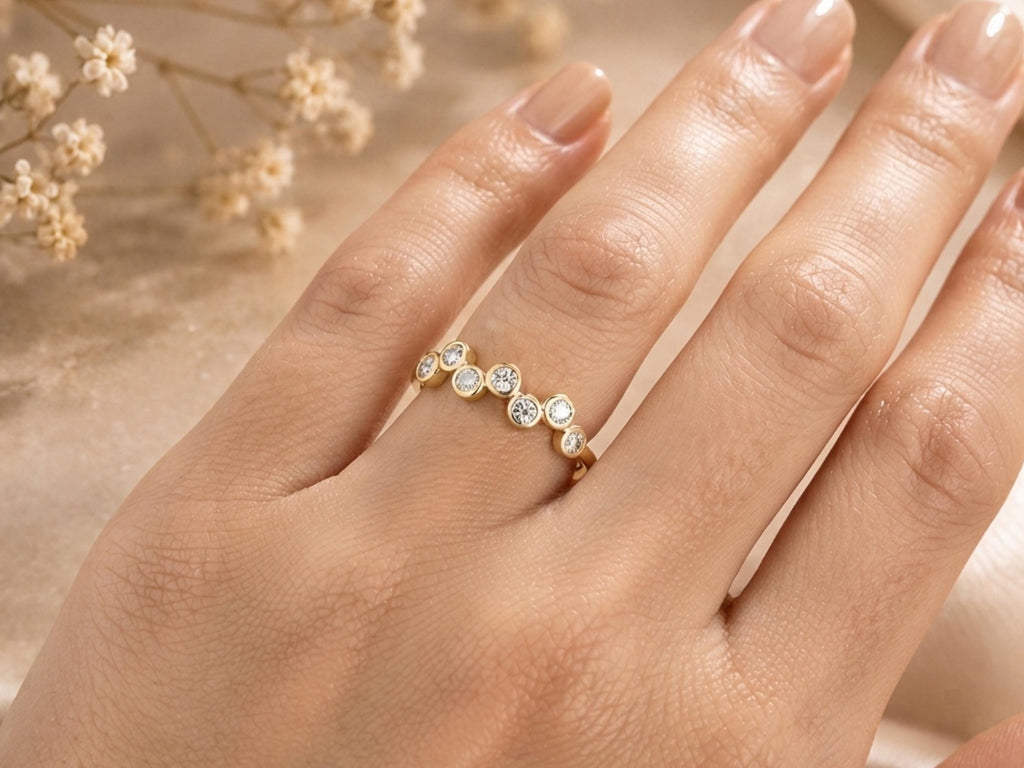 Scattered Bezel Lab-Grown Diamond Ring in solid gold, view 8