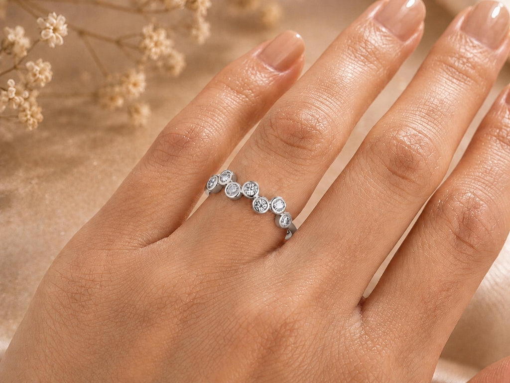 Scattered Bezel Lab-Grown Diamond Ring in solid gold, view 9