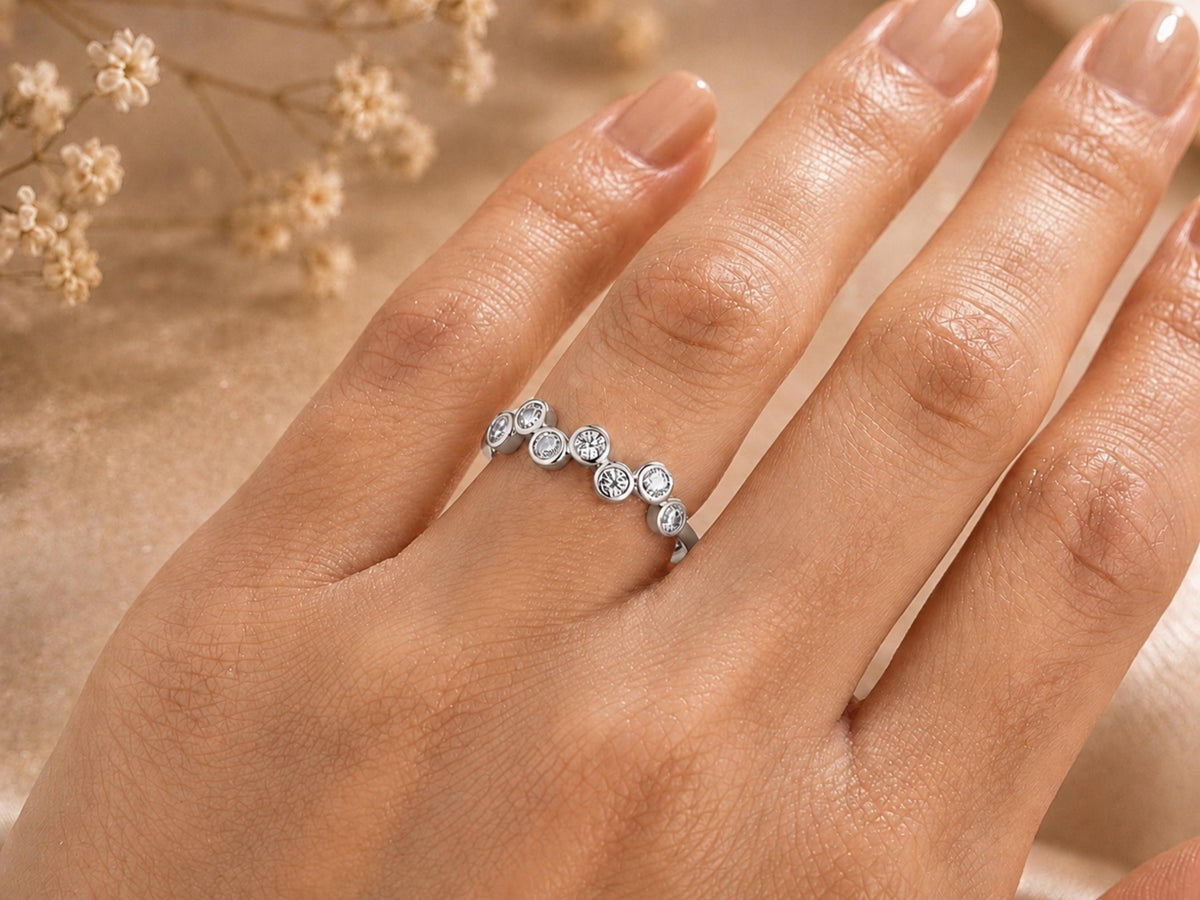Scattered Bezel Lab-Grown Diamond Ring in solid gold, view 9