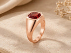 Red Stone Pinky Signet Ring – 7mm in solid gold, view 4